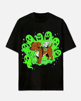 Big Men's Street Fashion Cartoon Funny Ghost & Dog Printed Casual Short Sleeve T-shirt